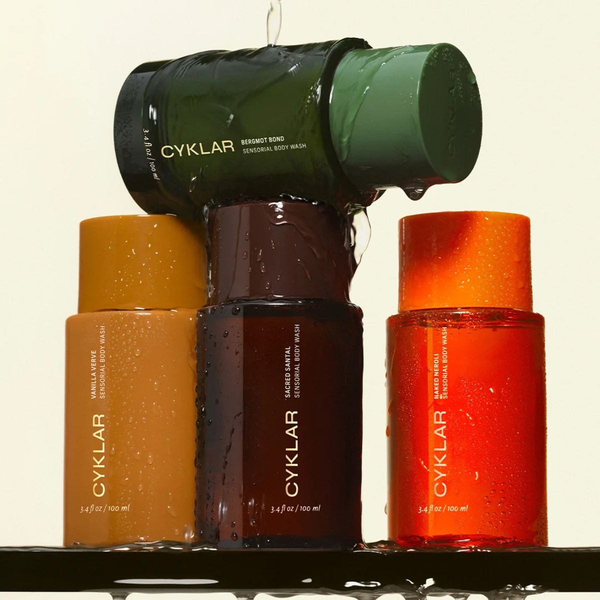 CYKLAR Sensorial Body Wash Discovery Set of four travel size bottles