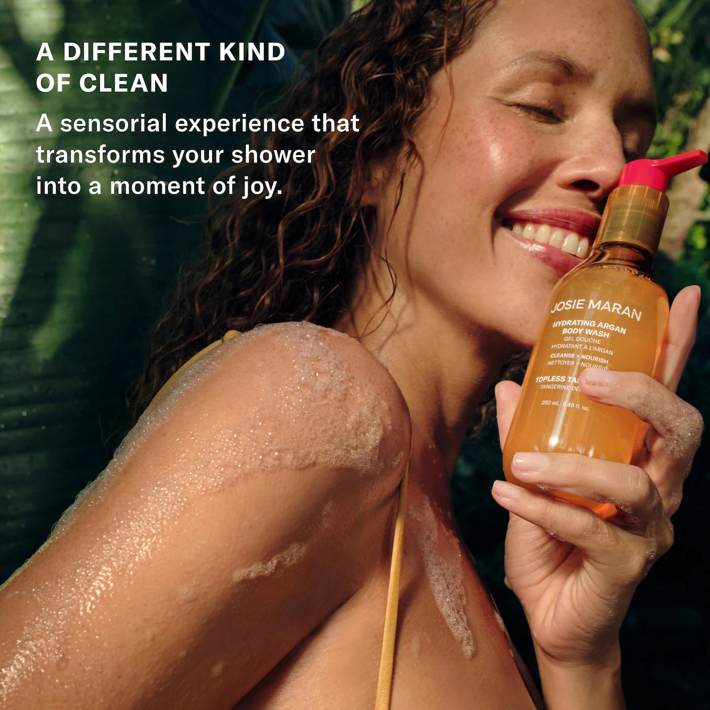 Josie Maran Hydrating Argan Body Wash in Vanilla Vibezzz pump bottle